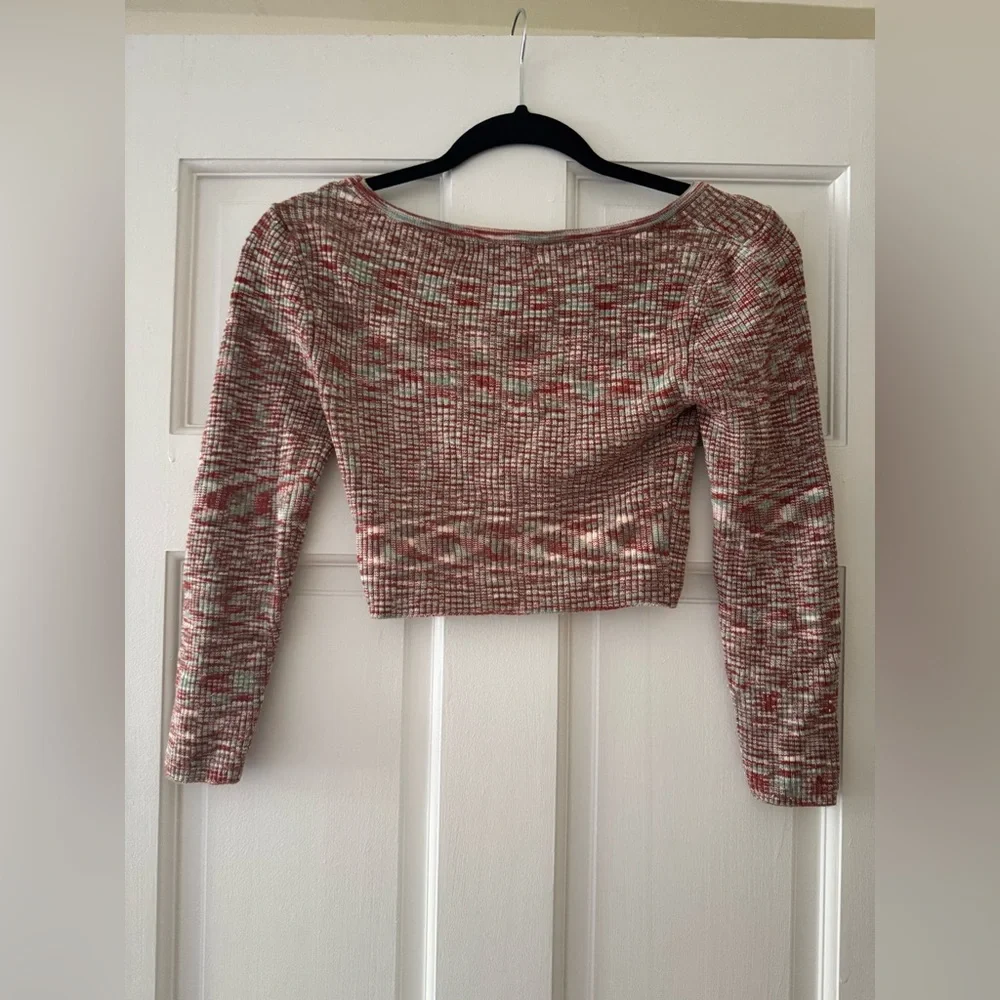 Urban Outfitters Cropped Knit Top Women Large Long Sleeve Knit Stretch Y2K 90's